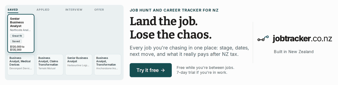 jobtracker.co.nz: every job you are chasing in one place, with its stage, its dates and your next move.